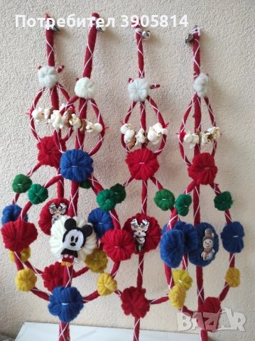 Сурвачки от дрян, украсени с вълна, пуканки и ошаф, звънчета., снимка 3 - Други - 52858772