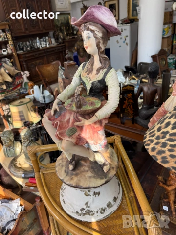 Голяма порцеланова фигура - "девойка с кошница. №7850 , снимка 2 - Антикварни и старинни предмети - 53443577