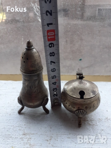 Стар антикварен бароков комплект малки солнички, снимка 6 - Антикварни и старинни предмети - 53443467