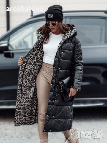 Дълго реверсивно ватирано дамско яке с качулка VELVETTI, 3цвята , снимка 4 - Якета - 47390331