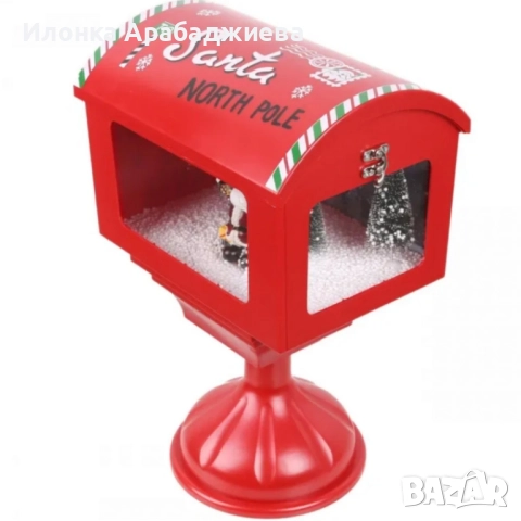 Музикална пощенска кутия „Santa North Pole“ с ефект на падащ сняг., снимка 5 - Декорация за дома - 52279314