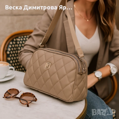 Капитонирана дамска чанта през рамо, снимка 3 - Чанти - 51636147