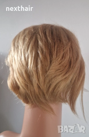 Къса руса естествена перука тип Пикси - 13x4, снимка 5 - Аксесоари за коса - 53583682