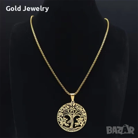 Йога Дървото на Живота Верижка от медицинско злато за Дами, снимка 4 - Обеци - 53060860