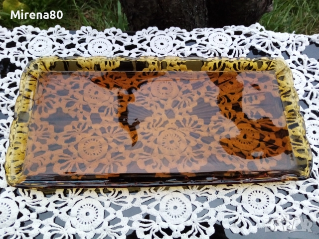 Винтидж плато кехлибар, снимка 3 - Чинии - 52497956