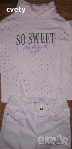 Сет в розово поло Kiabi и панталон НМ за ръст 134 , снимка 3 - Детски панталони и дънки - 54166911