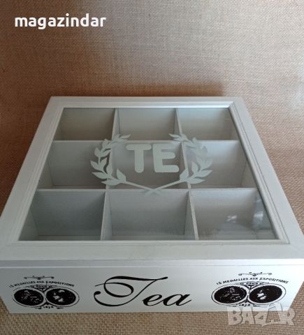 Дървена кутия за пакетчета чай, снимка 1 - Декорация за дома - 45126671