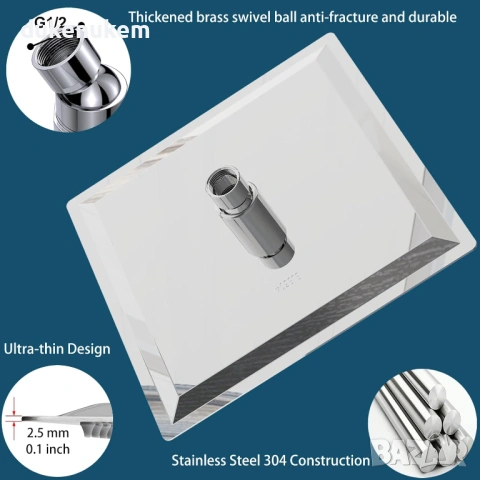 Душ глава с високо налягане, квадратна форма, 20 см, снимка 2 - Смесители - 53228157