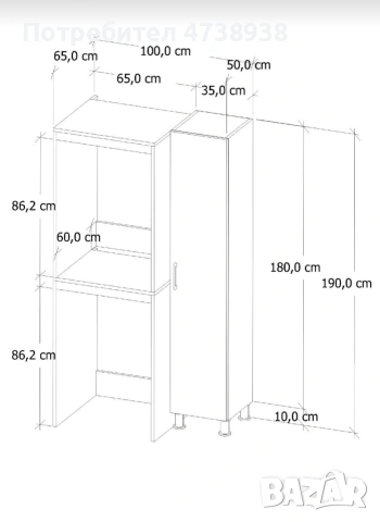 Шкаф за пералня и сушилня , снимка 4 - Шкафове - 53866121