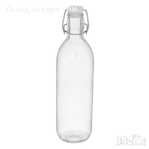 Стъклена бутилка Liberta, Херметическа капачка, 1 литър, 8 х 31 см