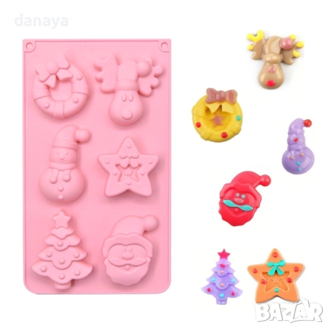 6254 Коледна силиконова форма за сладки шоколад сапун или декорации