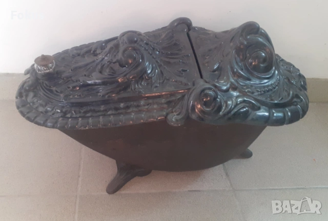 Голям стар бароков емайлиран мангал печка чугун