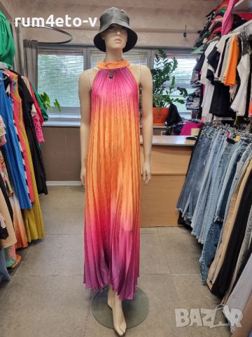Сатенена рокля солей в преливащи цветове, снимка 3 - Рокли - 45572861