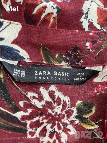 Плажна рокля/парео/туника ZARA, размер XS, флорална, кафява, снимка 8 - Рокли - 45797142