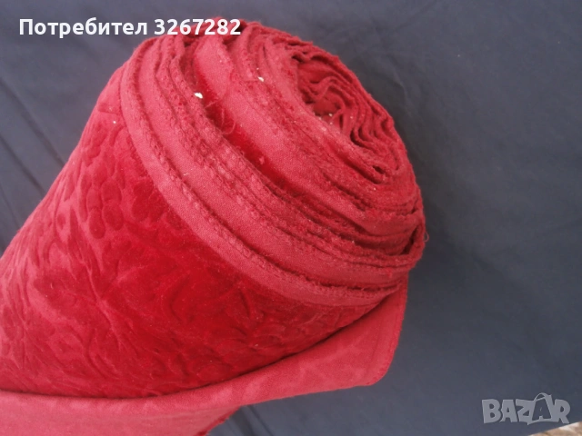 Плат,Плюш,Червен,Тапицерски,за Мебели, снимка 2 - Платове и дамаски - 53615467