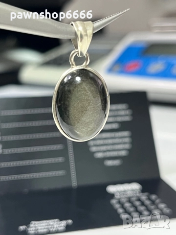 Сребърна висулка 925 с Обсидиан , снимка 4 - Колиета, медальони, синджири - 52663087
