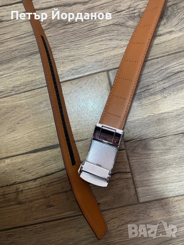 Мъжки кожени колани с автоматична катарама – комплект 2 броя, снимка 11 - Колани - 54080402