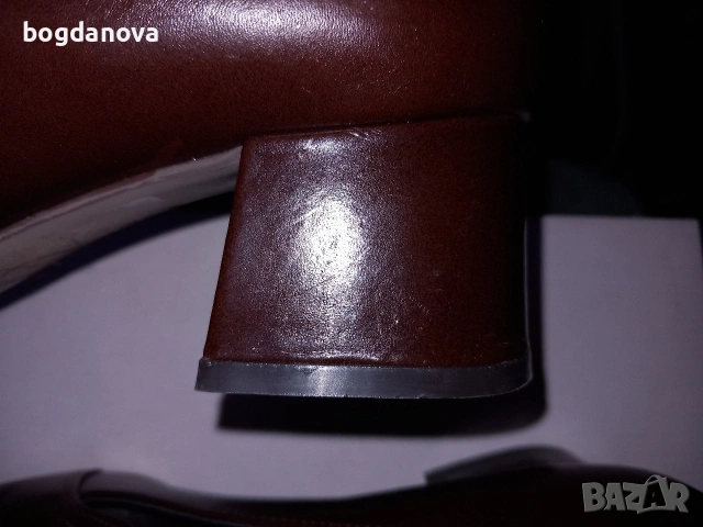 Next елегантни затворени обувки с нисък удобен ток от кожа, снимка 6 - Дамски елегантни обувки - 53986454