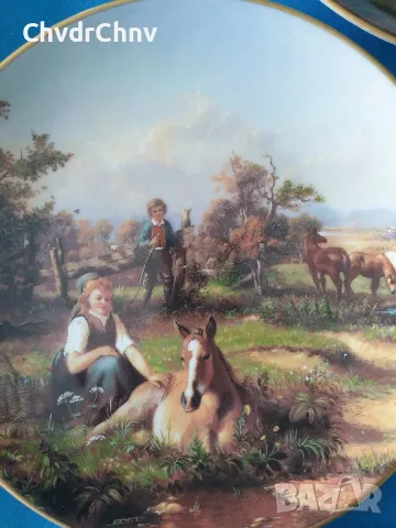 5бр Weimar Бавария/немска колекционерска декоративна порцеланова чиния-картина/пейзажи, снимка 6 - Картини - 48371398