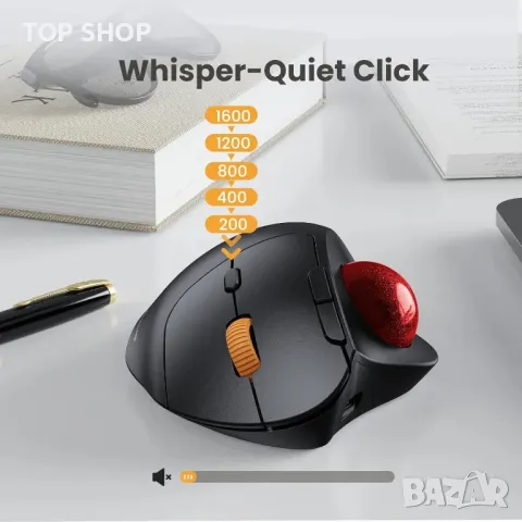 ProtoArc EM04 тракбол мишка, ергономична мишка с 5 регулируеми DPI, с кабел, снимка 4 - Клавиатури и мишки - 49970012