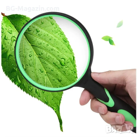 Професионална голяма стъклена увеличителна ръчна лупа 10X увеличение с дръжка за четене книги деца, снимка 11 - Други инструменти - 50920912