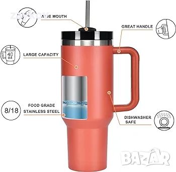 Термос чаша с вакуумна изолация от неръждаема стомана 40 унции, чаша за пътуване, снимка 2 - Чаши - 45844502