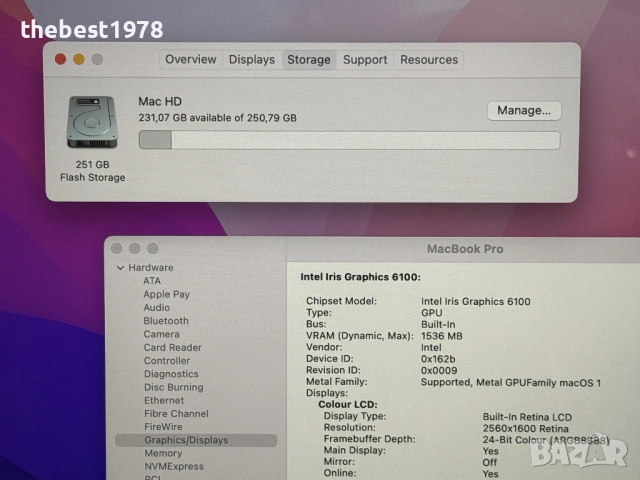 MacBook Pro 13 Retina`Core i5-5287U/8GB RAM/256GB SSD/Бат 10ч, снимка 7 - Лаптопи за работа - 53689697