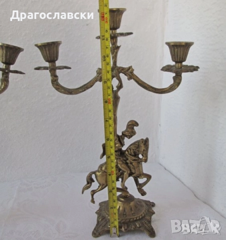 Свещници: Стар еврейски свещник Израел бронз патина, канделабра, морско конче елха, снимка 18 - Други ценни предмети - 28874045