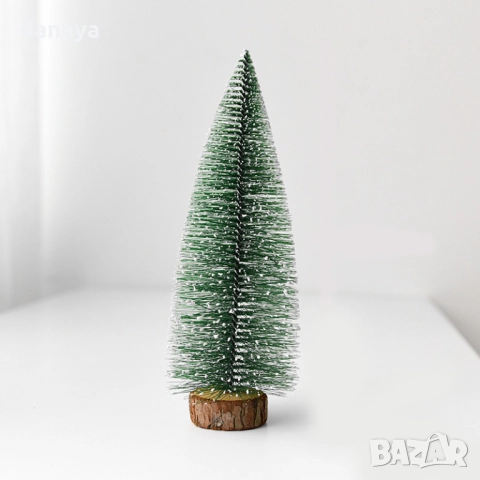 6176 Коледна елхичка на пънче със сняг декоративно дърво за коледна украса, 21 см, снимка 5 - Декорация за дома - 51934291