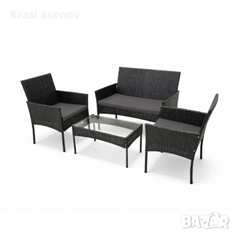 Елегантен ратанов комплект за градина с маса и възглавници - комфорт и стил