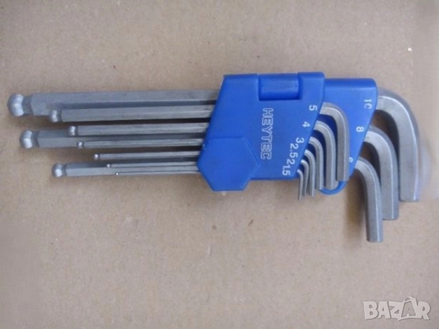 BEARGRIP 7БРОЯ ШЕСТОГРАМИ Г-ОБРАЗНИ ТИП НОЖКА .HEYTEC GERMANY 9 БРОЯ ШЕСТОГРАМИ Г-ОБРАЗНИ ключове , снимка 4 - Ключове - 52961400