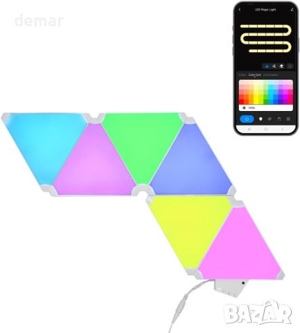 ValueLights Smart RGBIC триъглни панели, DIY LED светлини, 6 броя, снимка 1 - Лед осветление - 46448132