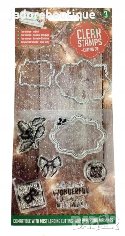 Коледни силиконови печати + щанци за изрязване и релеф различни видове Зима Коледа, снимка 7 - Други - 48368946