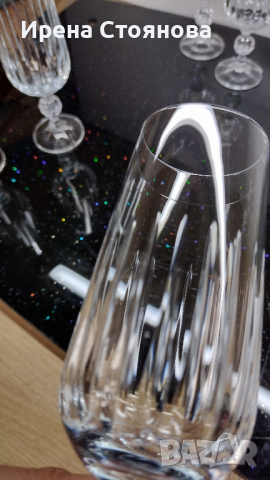 Комплект от 6 кристални чаши за бяло вино/шампанско. , снимка 9 - Чаши - 44969041