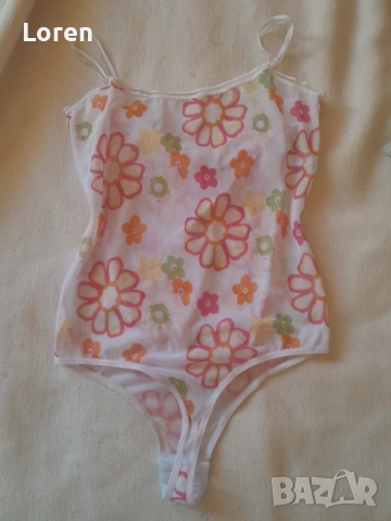 Ново!Бяло боди прашка с цветя, снимка 4 - Бельо - 51527819