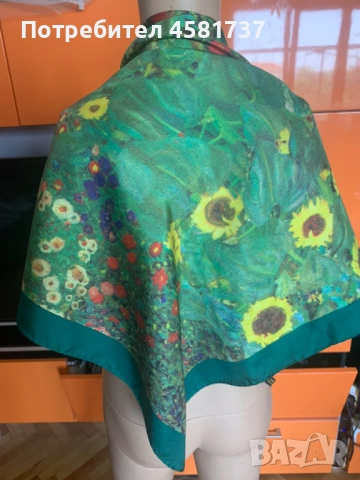 Копринен шал с репродукция на картина на Gustav Klimt, снимка 10 - Шалове - 51880109