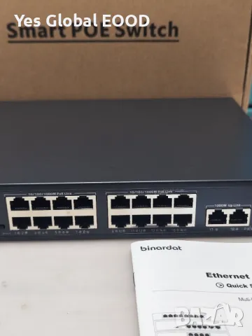 Binardat 19-Port Gigabit POE Switch, снимка 3 - Суичове - 48459298