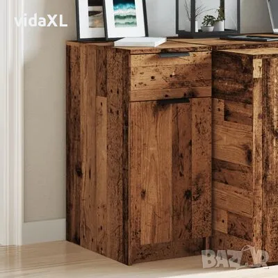 vidaXL Шкаф за бюро, старо дърво, 33x50x75 см, инженерна дървесина(SKU:856997), снимка 3 - Шкафове - 49074956