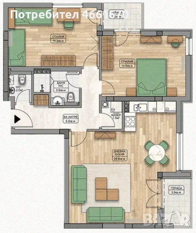 Тристаен апартамент в Кършияка! 