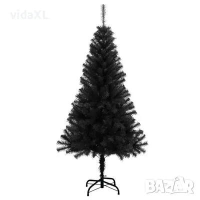 vidaXL Изкуствена коледна елха със стойка, черна, 120 см, PVC（SKU:329179）, снимка 2 - Декорация за дома - 48716170