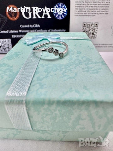 Сребърен пръстен с мойсанит (Диамант) , снимка 8 - Пръстени - 53423888