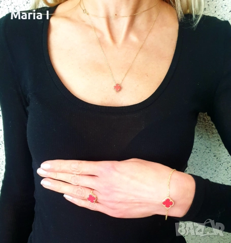 Дамски златни колиета и гривни "Детелина", снимка 3 - Бижутерийни комплекти - 42548393