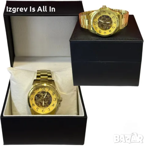 Луксозен златен автоматичен мъжки часовник LEIYI, снимка 1