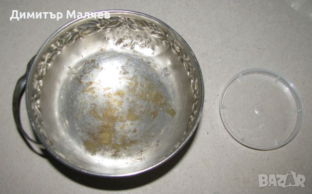 Бонбониера 1930-те г. никелиран месинг и стъкло, почти отлична, снимка 6 - Антикварни и старинни предмети - 46228035