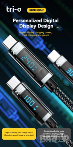 Essager 240W USB Type-C към USB C, 100W PD 3.1, бързо зареждане 2 метра, снимка 11 - USB кабели - 52499528