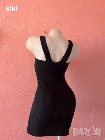 H&M Xs/34 Черна бандажна рокля с цип  , снимка 4 - Рокли - 53828177