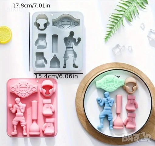 Бокс Боксьор боксова ръкавица каска силиконов молд форма фондан шоколад гипс декор, снимка 2 - Форми - 52217753