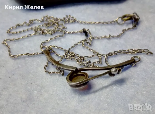 СТАРО АР НУВО СРЕБЪРНО КОЛИЕ СРЕБРО 925 с ЛУНЕН КАМЪК и НУЖДА от ЛЕКА РЕСТАВРАЦИЯ на ВЕРИЖКАТА 32032, снимка 12 - Антикварни и старинни предмети - 50180638