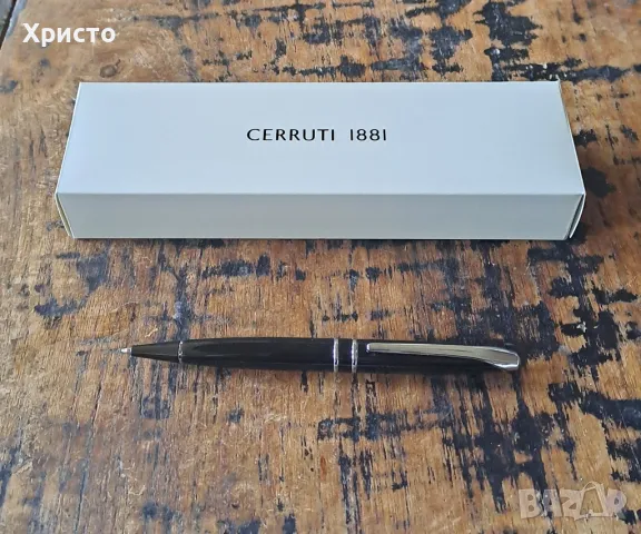 химикалка Черути CERRUTI 1881, метална, масивна и надеждна, сребристи части и черен лак, снимка 4 - Ученически пособия, канцеларски материали - 47741812