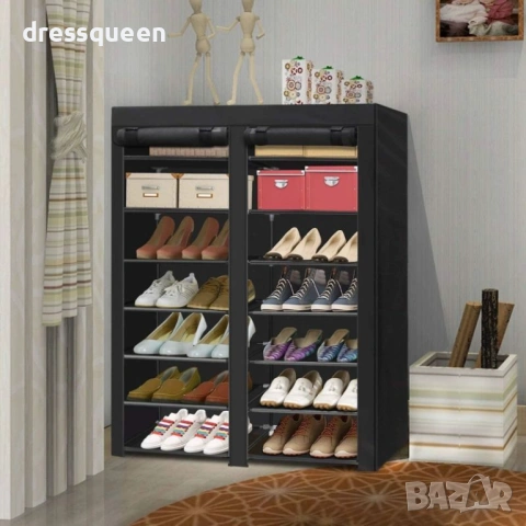 4713 Двоен стелаж за обувки с 12 рафта – Огромен капацитет и компактен дизайн (118x108x30 см), снимка 7 - Шкафове - 53771939